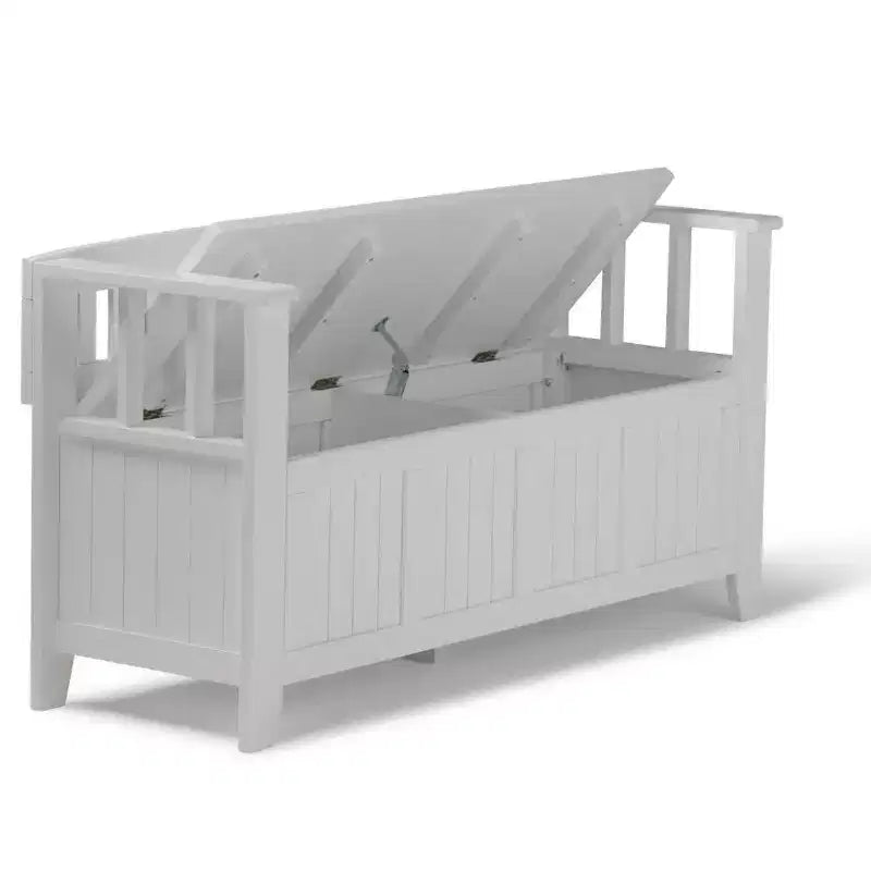 Banc de rangement d'entrée en bois massif de 48 po avec plateau relevable et 2 compartiments