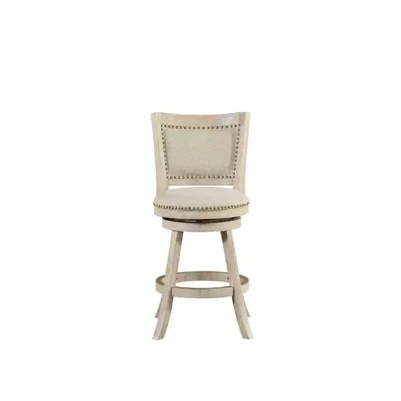 Hauteur comptoir pivotante 24" Melrose, ivoire brossé - Boraam : Revêtement en lin, Clous décoratifs