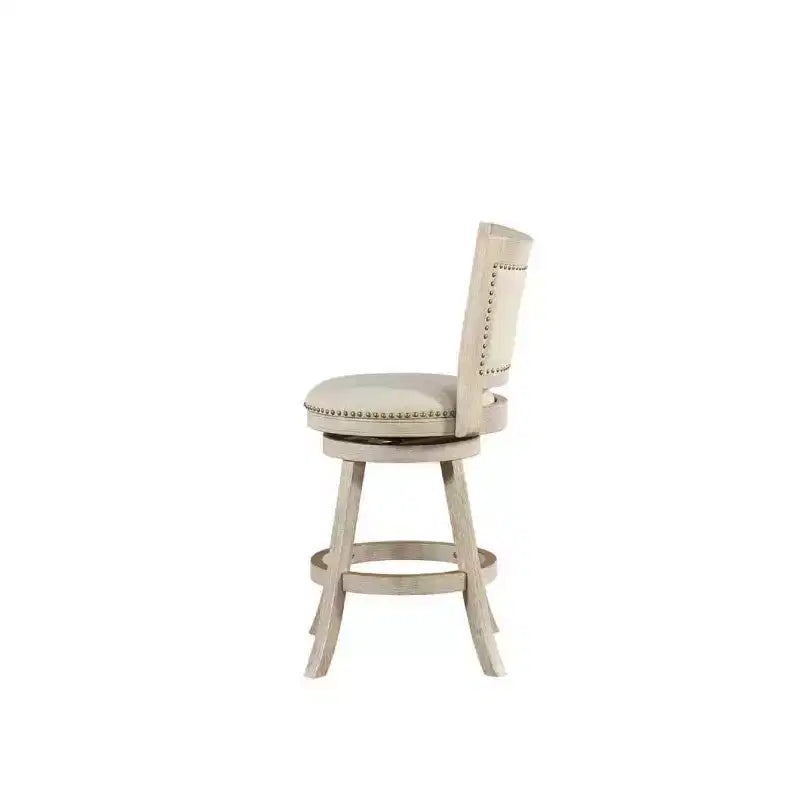 Hauteur comptoir pivotante 24" Melrose, ivoire brossé - Boraam : Revêtement en lin, Clous décoratifs