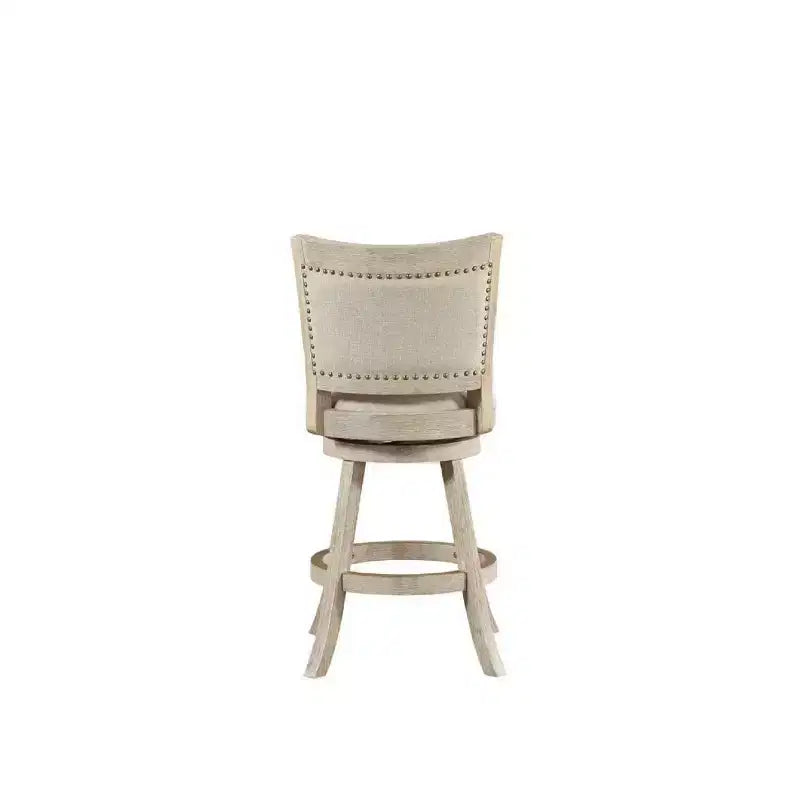 Hauteur comptoir pivotante 24" Melrose, ivoire brossé - Boraam : Revêtement en lin, Clous décoratifs