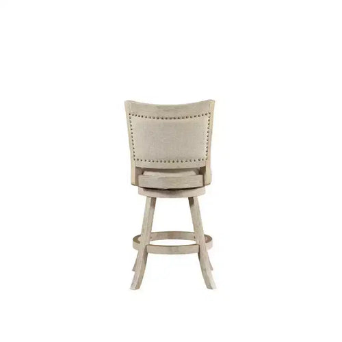Hauteur comptoir pivotante 24" Melrose, ivoire brossé - Boraam : Revêtement en lin, Clous décoratifs