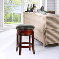 Tabouret de bar pivotant 24 po, similicuir brandy avec garniture cloutée