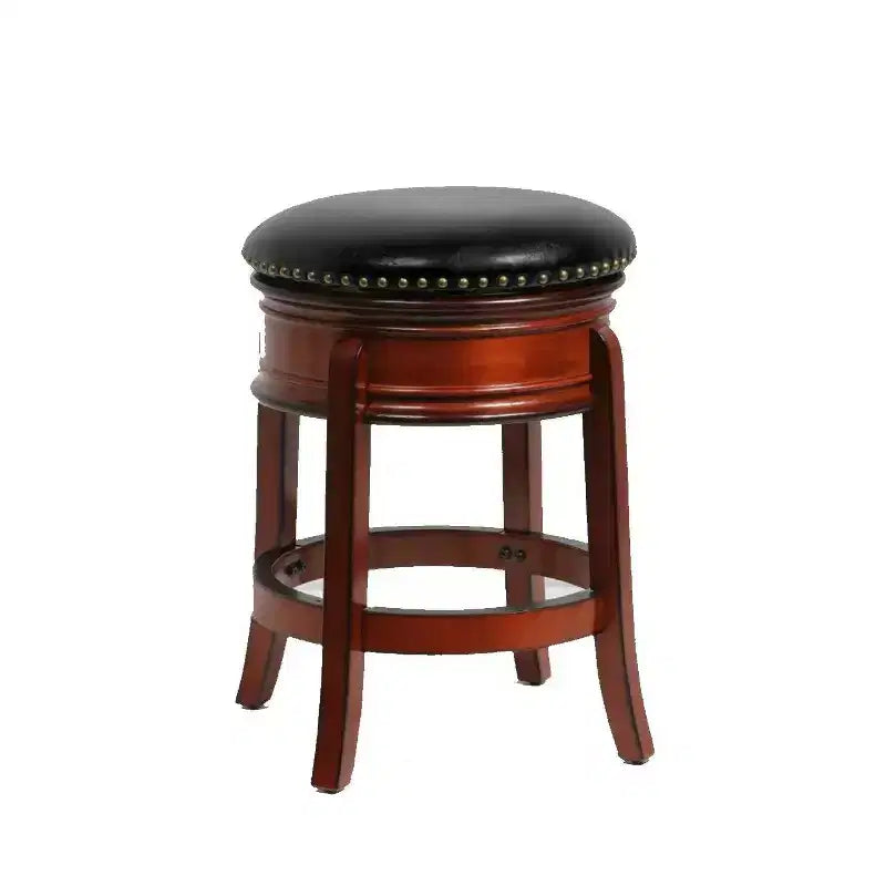 Tabouret de bar pivotant 24 po, similicuir brandy avec garniture cloutée