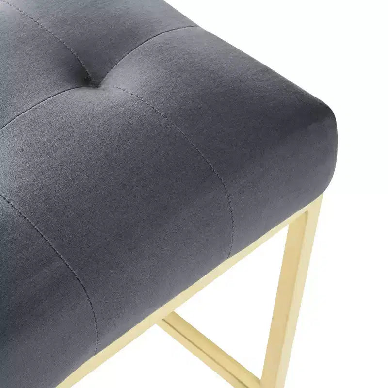 Tabouret de bar en velours de performance et acier inoxydable, doré/anthracite – Modway : Siège carré rembourré, design moderne, hauteur fixe