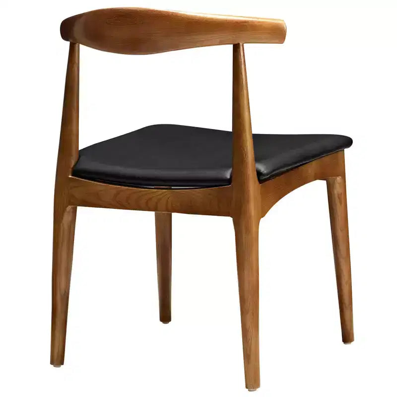 Chaise de salle à manger Mid-Century, revêtement en vinyle noir avec cadre en bois, aucun assemblage requis