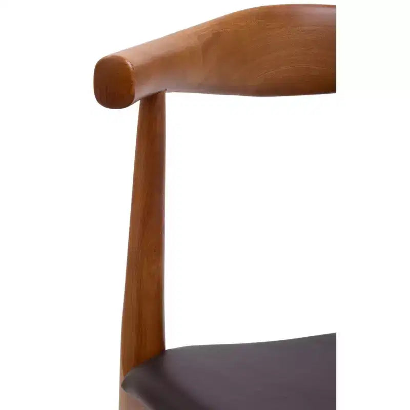 Chaise de salle à manger Mid-Century, revêtement en vinyle noir avec cadre en bois, aucun assemblage requis
