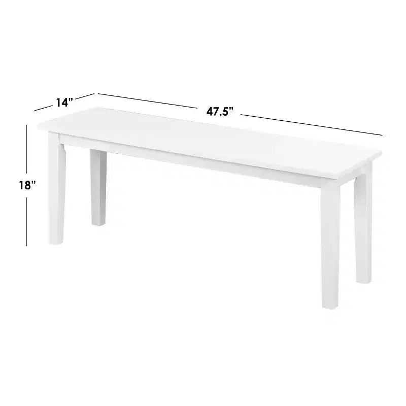 Banc de ferme blanc : bois d'hévéa, style moderne, sièges pour entrée et chambre à coucher