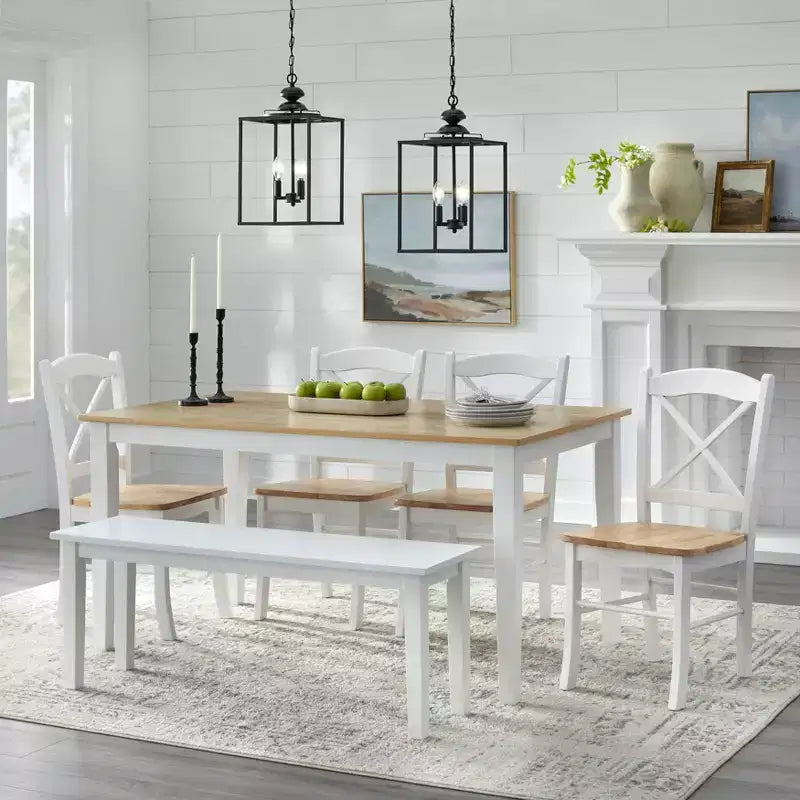 Banc de ferme blanc : bois d'hévéa, style moderne, sièges pour entrée et chambre à coucher