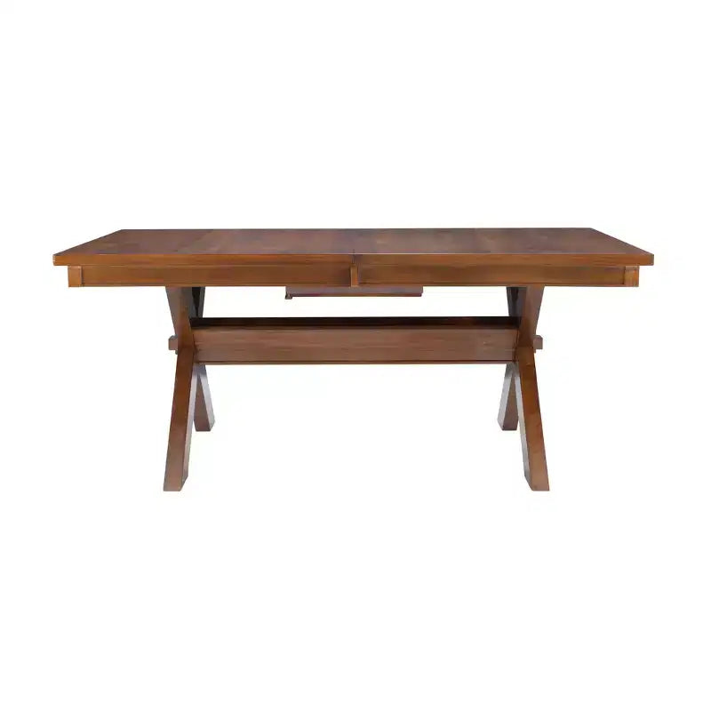 Table à manger de ferme en bois massif, Noyer foncé, 6-8 places avec rallonge papillon
