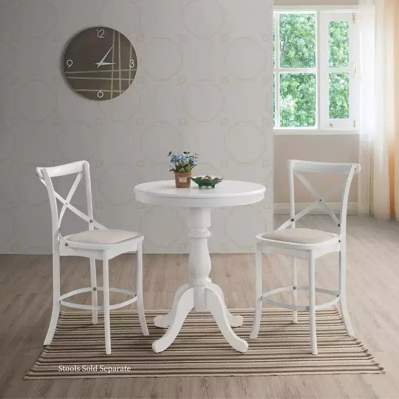 Table de bar ronde sur pied Salem blanche