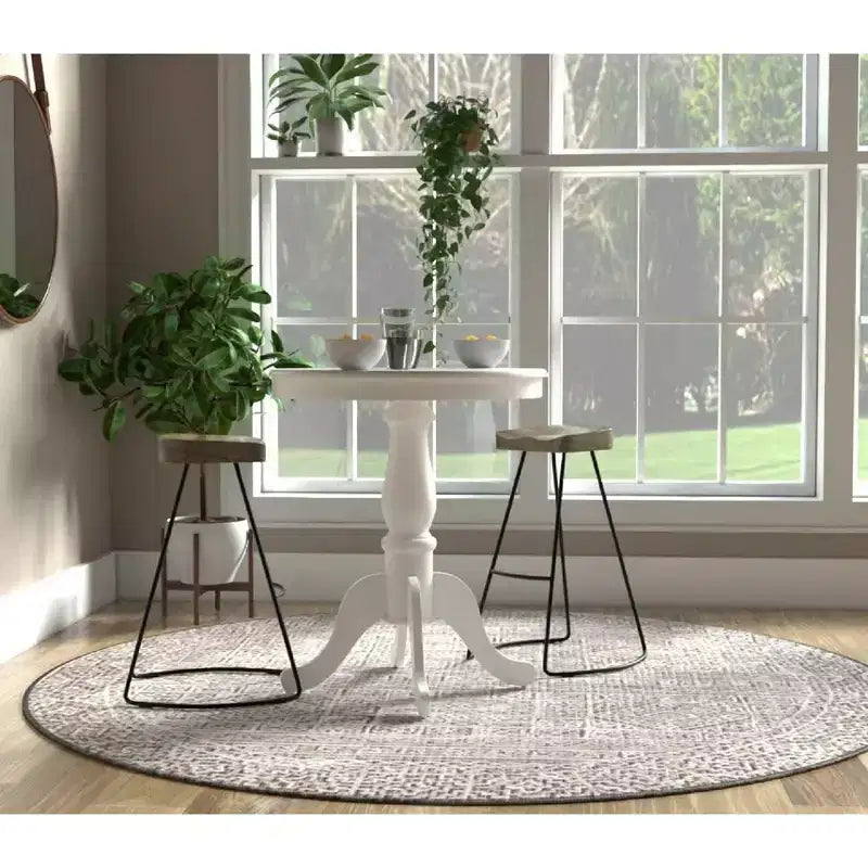 Table de bar ronde sur pied Salem blanche