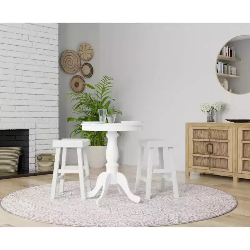 Table de bar ronde sur pied Salem blanche