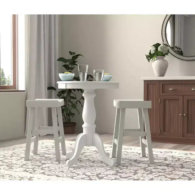 Table de bar ronde sur pied Salem blanche