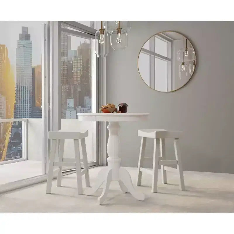 Table de bar ronde sur pied Salem blanche