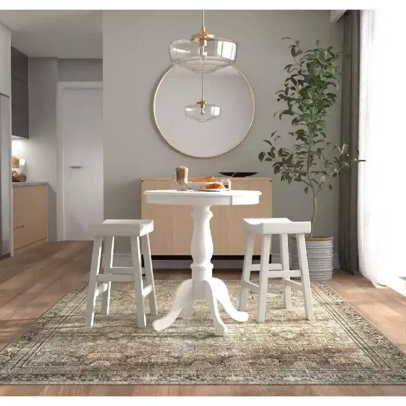 Table de bar ronde sur pied Salem blanche