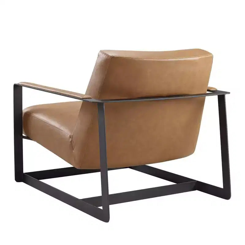 Fauteuil d'appoint rembourré en vinyle fauve - Modway : Similicuir moderne, pieds en acier inoxydable, décoration de bureau et de chambre d'amis