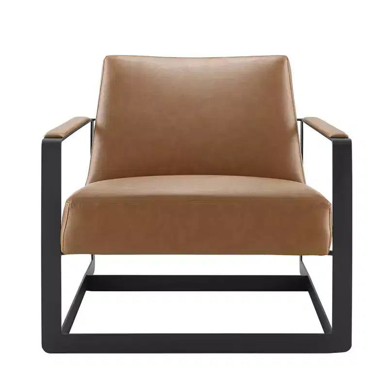 Fauteuil d'appoint rembourré en vinyle fauve - Modway : Similicuir moderne, pieds en acier inoxydable, décoration de bureau et de chambre d'amis