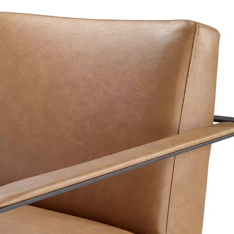 Fauteuil d'appoint rembourré en vinyle fauve - Modway : Similicuir moderne, pieds en acier inoxydable, décoration de bureau et de chambre d'amis