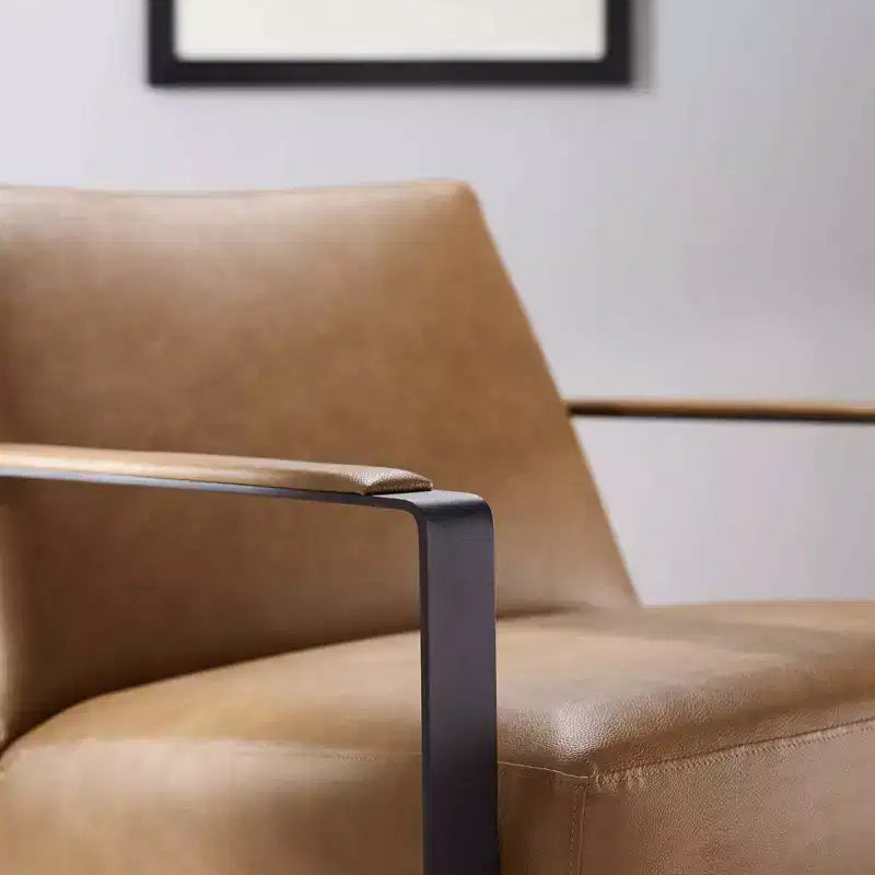 Fauteuil d'appoint rembourré en vinyle fauve - Modway : Similicuir moderne, pieds en acier inoxydable, décoration de bureau et de chambre d'amis