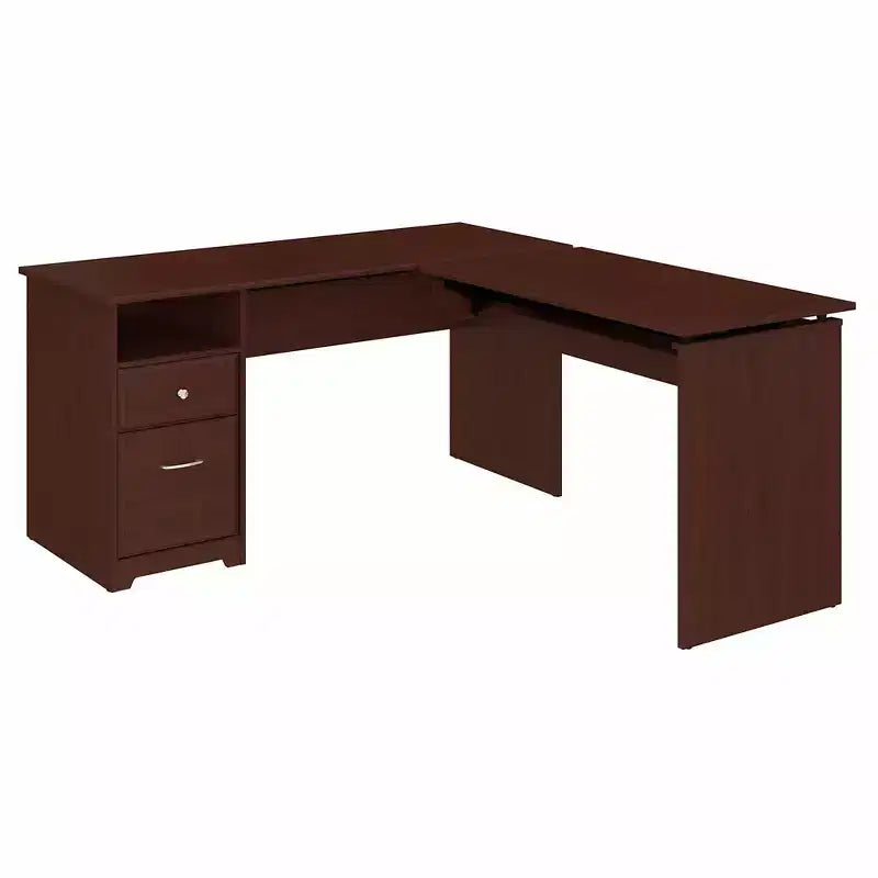 Bureau assis-debout en forme de L, 3 positions, 60 W, couleur cerise de récolte, ergonomique, hauteur réglable