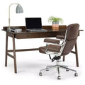 Bureau de 152 cm, marron vieilli naturel, 3 tiroirs, port USB et prises électriques