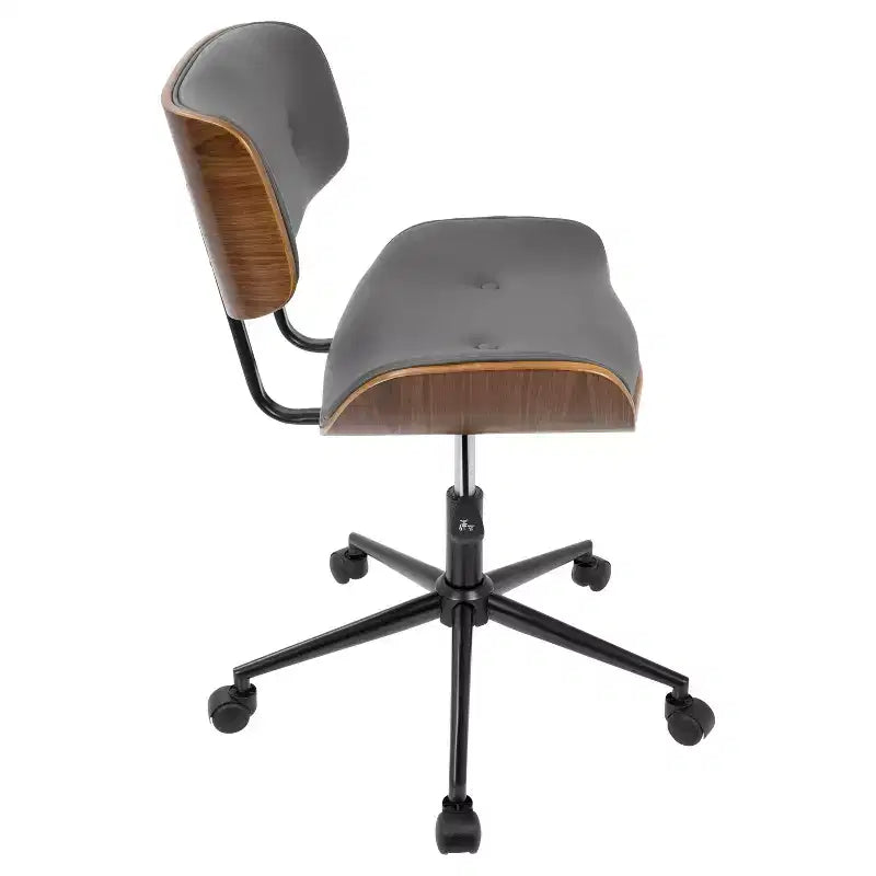 Chaise de bureau pivotante de style moderne du milieu du siècle, similicuir capitonné, hauteur réglable