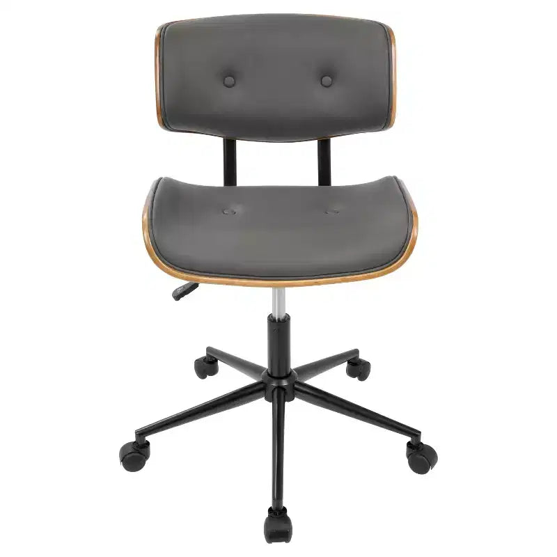 Chaise de bureau pivotante de style moderne du milieu du siècle, similicuir capitonné, hauteur réglable