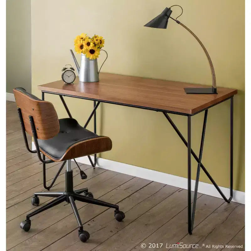 Chaise de bureau pivotante de style moderne du milieu du siècle, similicuir capitonné, hauteur réglable
