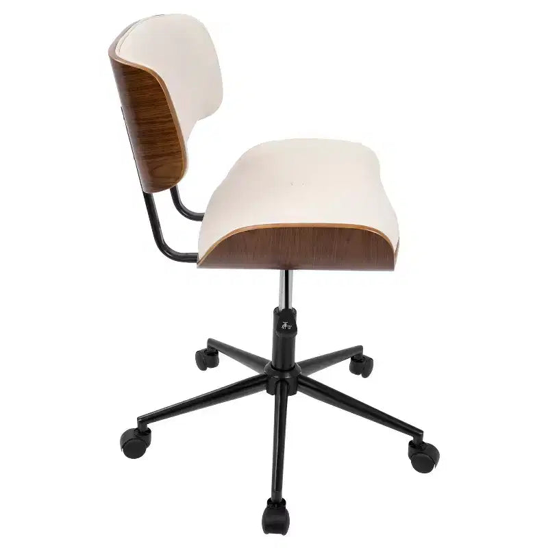 Chaise de bureau pivotante de style moderne du milieu du siècle, similicuir capitonné, hauteur réglable