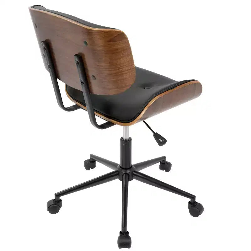 Chaise de bureau pivotante de style moderne du milieu du siècle, similicuir capitonné, hauteur réglable