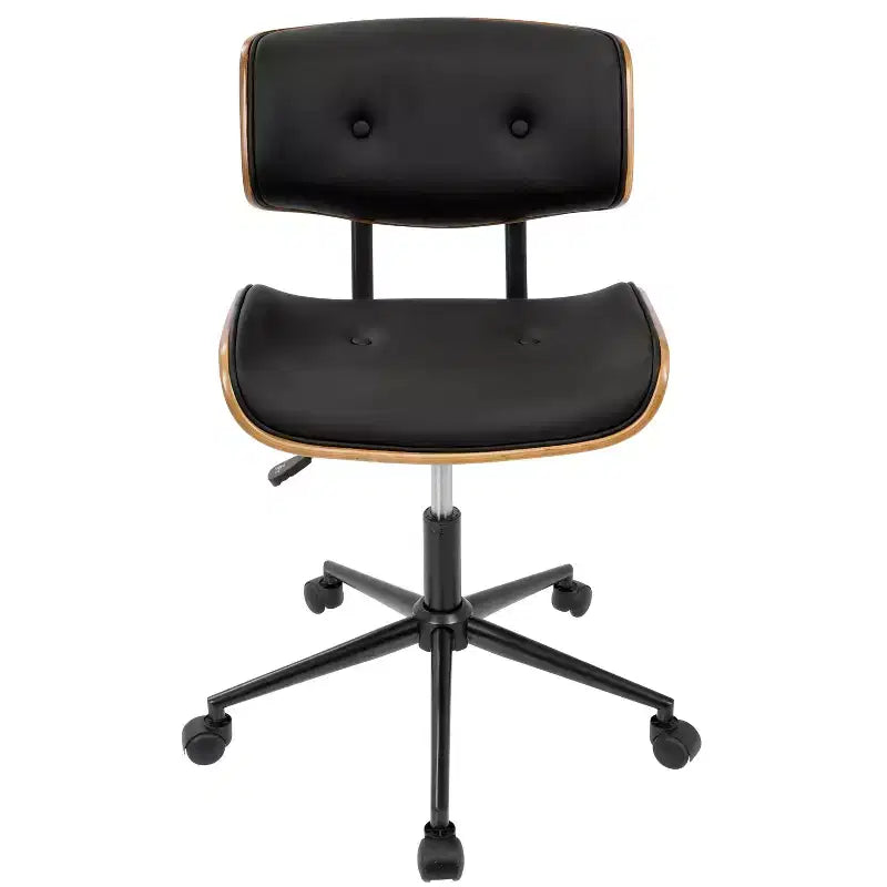 Chaise de bureau pivotante de style moderne du milieu du siècle, similicuir capitonné, hauteur réglable