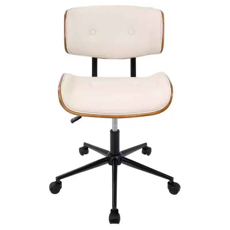 Chaise de bureau pivotante de style moderne du milieu du siècle, similicuir capitonné, hauteur réglable