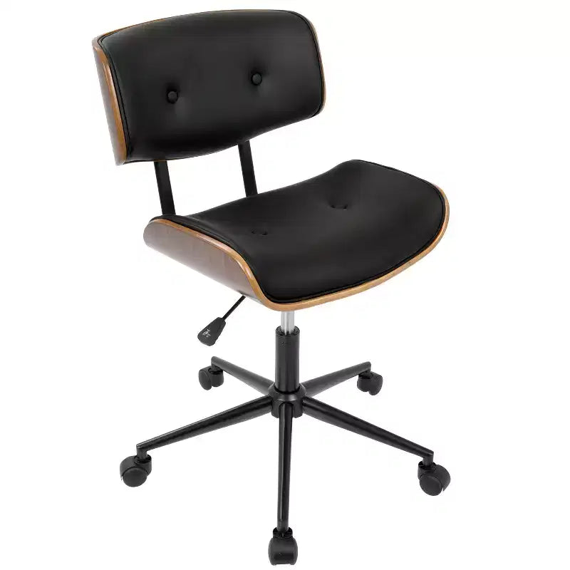 Chaise de bureau pivotante de style moderne du milieu du siècle, similicuir capitonné, hauteur réglable