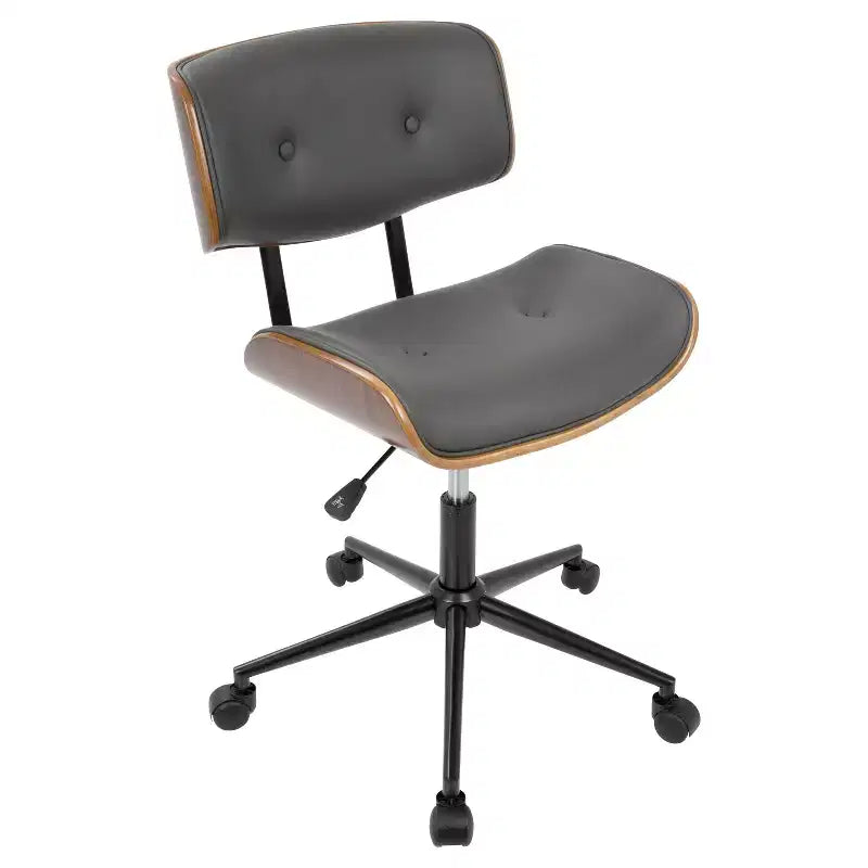 Chaise de bureau pivotante de style moderne du milieu du siècle, similicuir capitonné, hauteur réglable