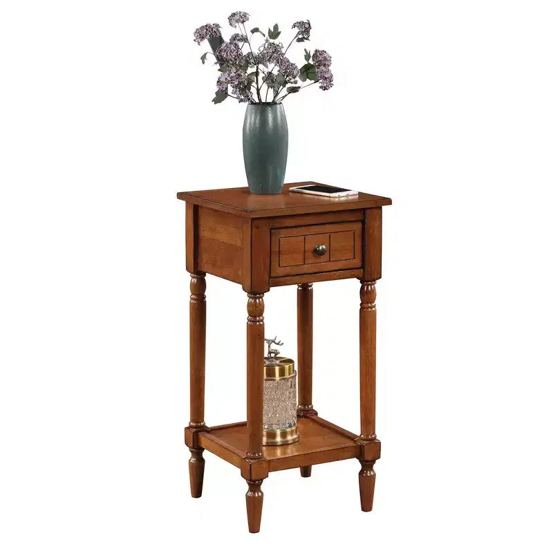 Petite table d'appoint Accent avec tiroir et étagère ouverte, noire, 71 cm H