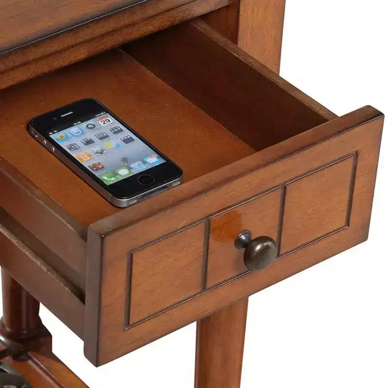 Petite table d'appoint Accent avec tiroir et étagère ouverte, noire, 71 cm H