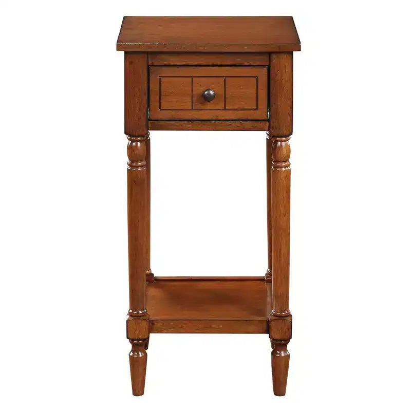 Petite table d'appoint Accent avec tiroir et étagère ouverte, noire, 71 cm H