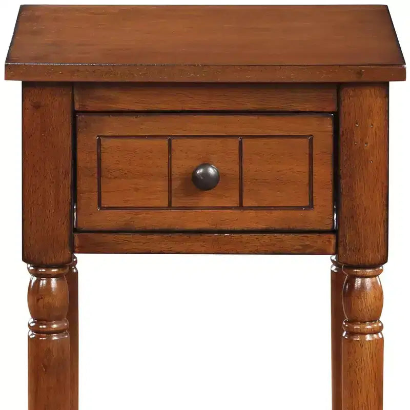 Petite table d'appoint Accent avec tiroir et étagère ouverte, noire, 71 cm H