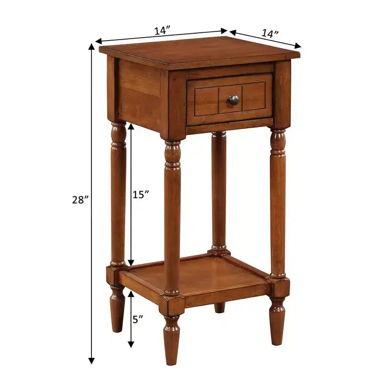 Petite table d'appoint Accent avec tiroir et étagère ouverte, noire, 71 cm H