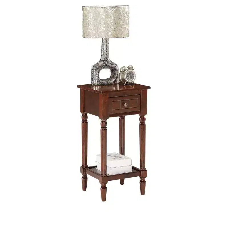 Petite table d'appoint Accent avec tiroir et étagère ouverte, noire, 71 cm H