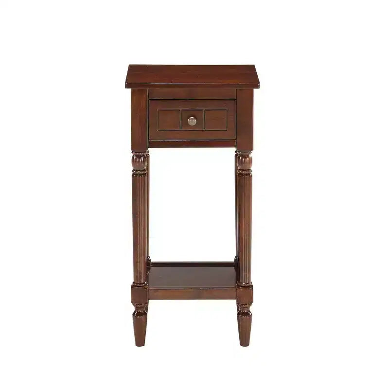 Petite table d'appoint Accent avec tiroir et étagère ouverte, noire, 71 cm H