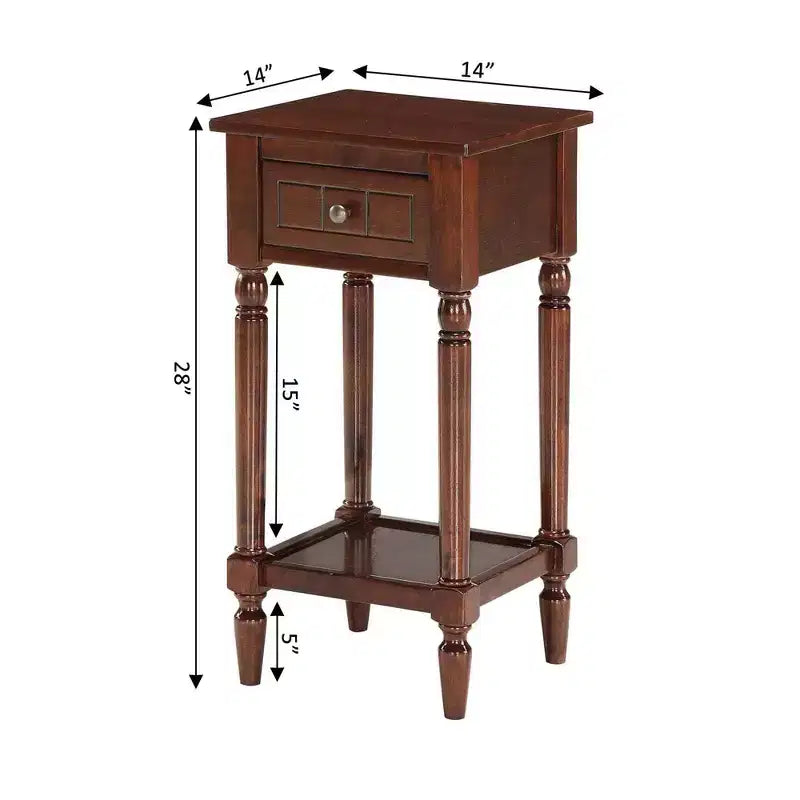 Petite table d'appoint Accent avec tiroir et étagère ouverte, noire, 71 cm H