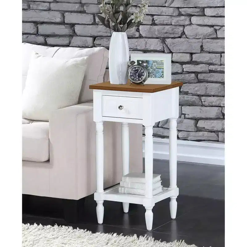 Petite table d'appoint Accent avec tiroir et étagère ouverte, noire, 71 cm H