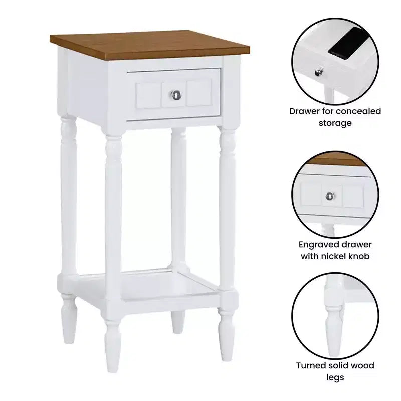 Petite table d'appoint Accent avec tiroir et étagère ouverte, noire, 71 cm H