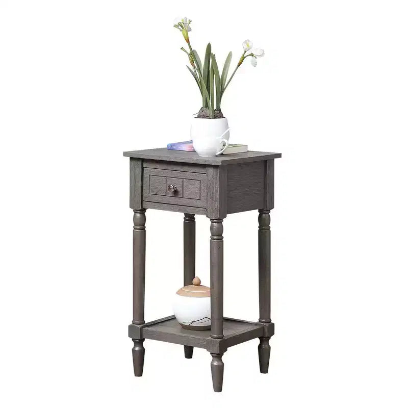 Petite table d'appoint Accent avec tiroir et étagère ouverte, noire, 71 cm H