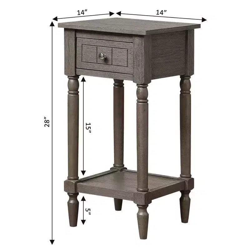 Petite table d'appoint Accent avec tiroir et étagère ouverte, noire, 71 cm H