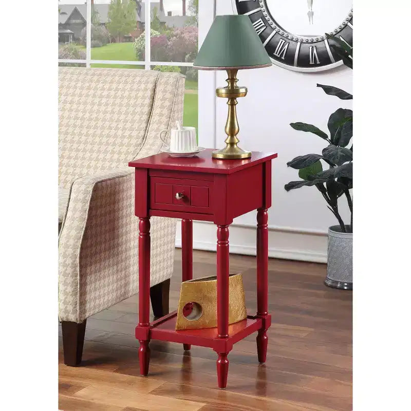 Petite table d'appoint Accent avec tiroir et étagère ouverte, noire, 71 cm H