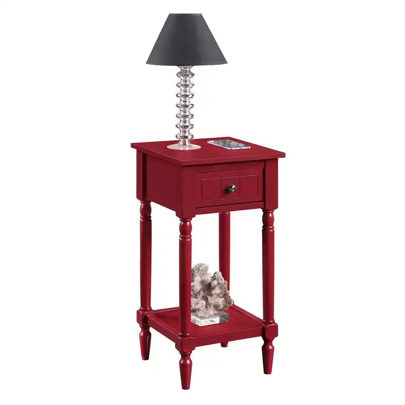 Petite table d'appoint Accent avec tiroir et étagère ouverte, noire, 71 cm H