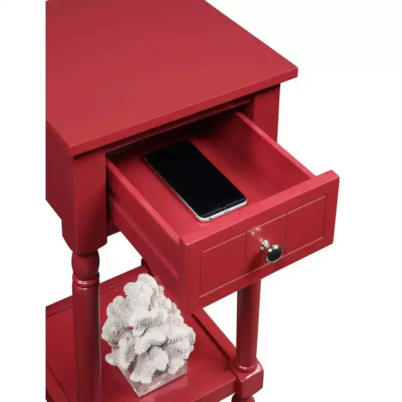 Petite table d'appoint Accent avec tiroir et étagère ouverte, noire, 71 cm H