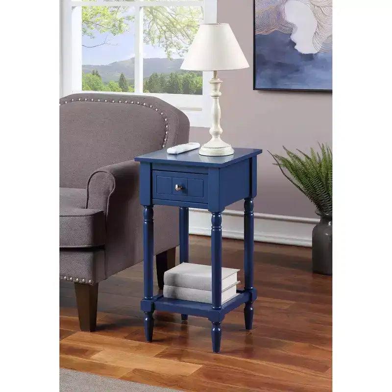 Petite table d'appoint Accent avec tiroir et étagère ouverte, noire, 71 cm H